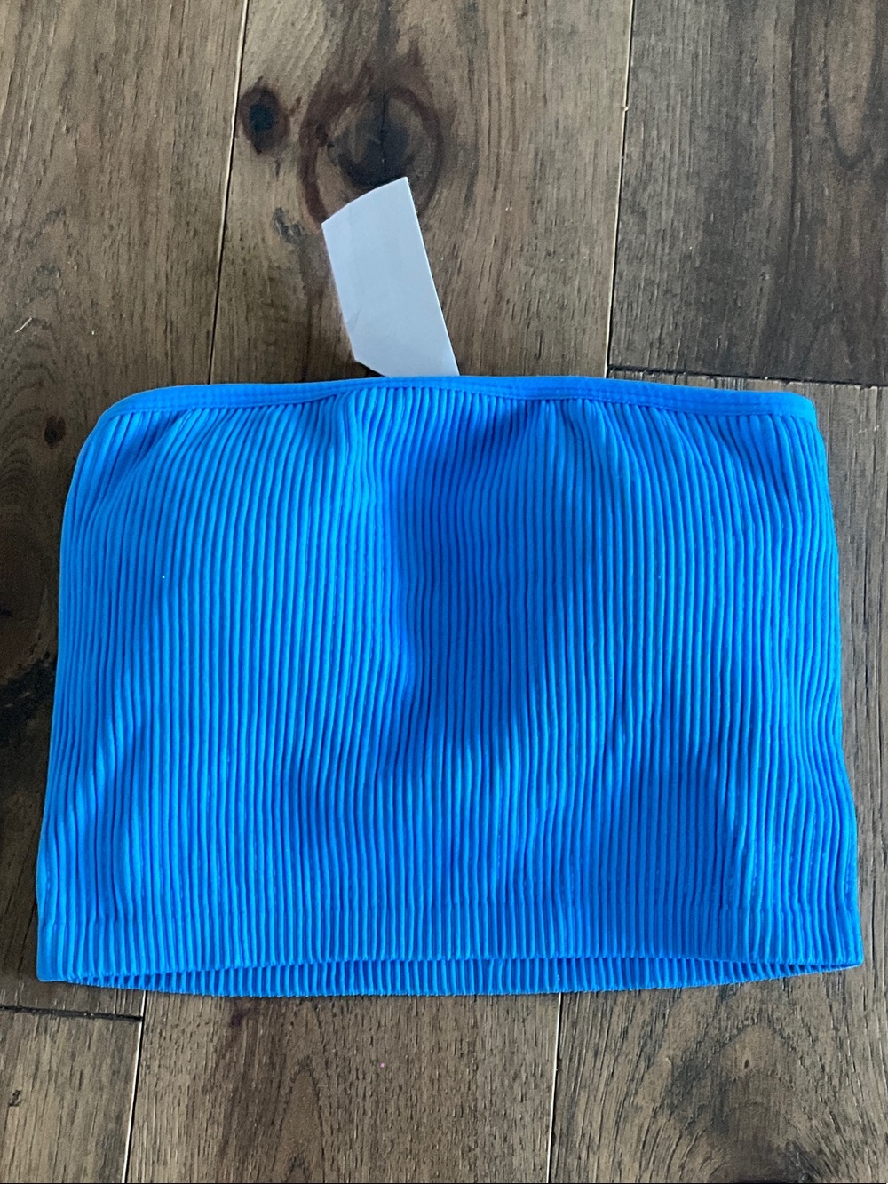 Moa Moa Blue Ribbed Strapless Crop Top